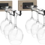 Wall-Mounted Wine Glass Rack Set — Iron & Solid Wood Construction — Wall Storage for Wine Glasses, Champagne Flutes, and Various Stemware — Enhances Your Home Bar & Kitchen Organization — Gray Finish